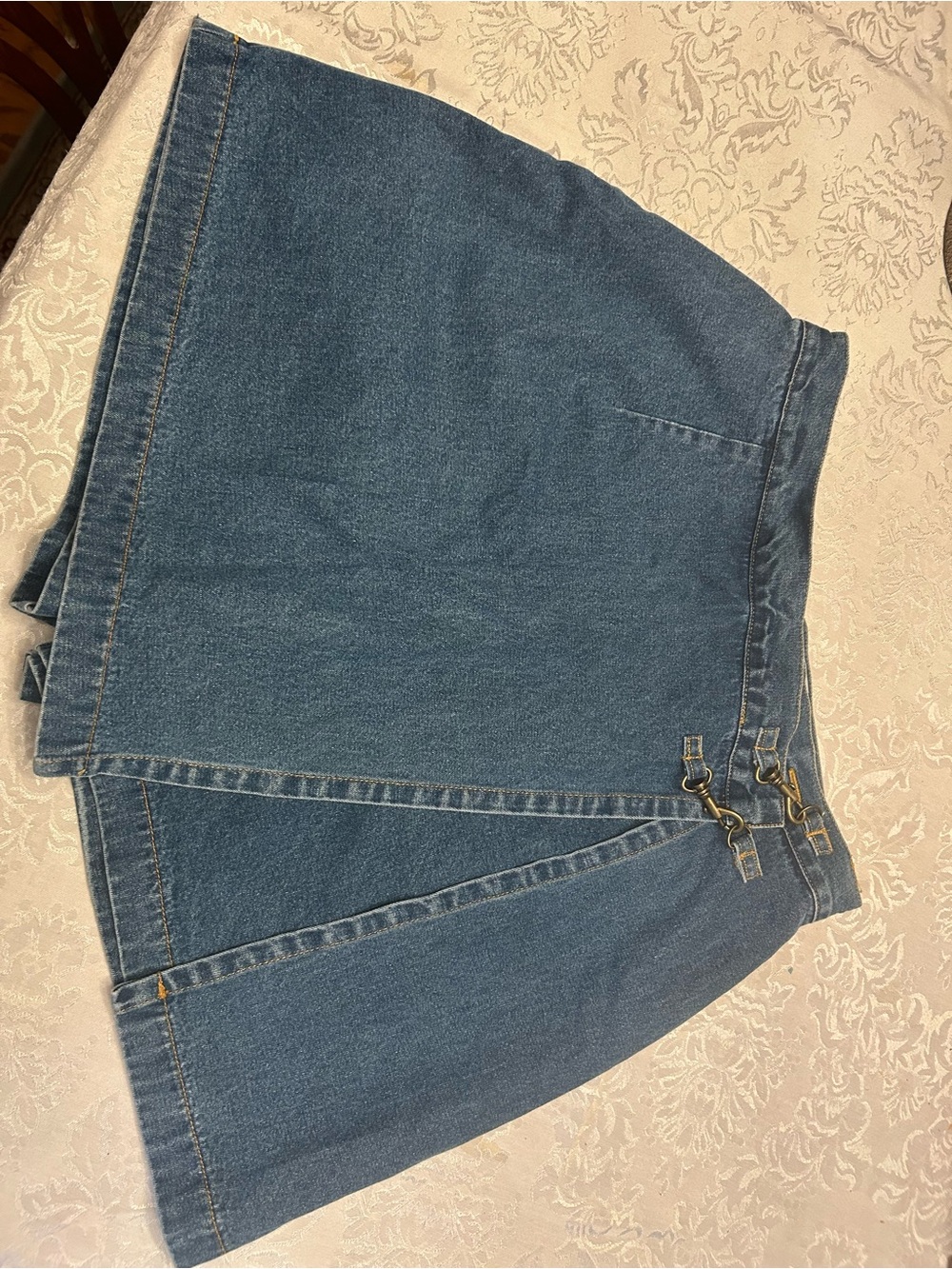 Westport Blue Denim Wrap Skirt with Buckle Details